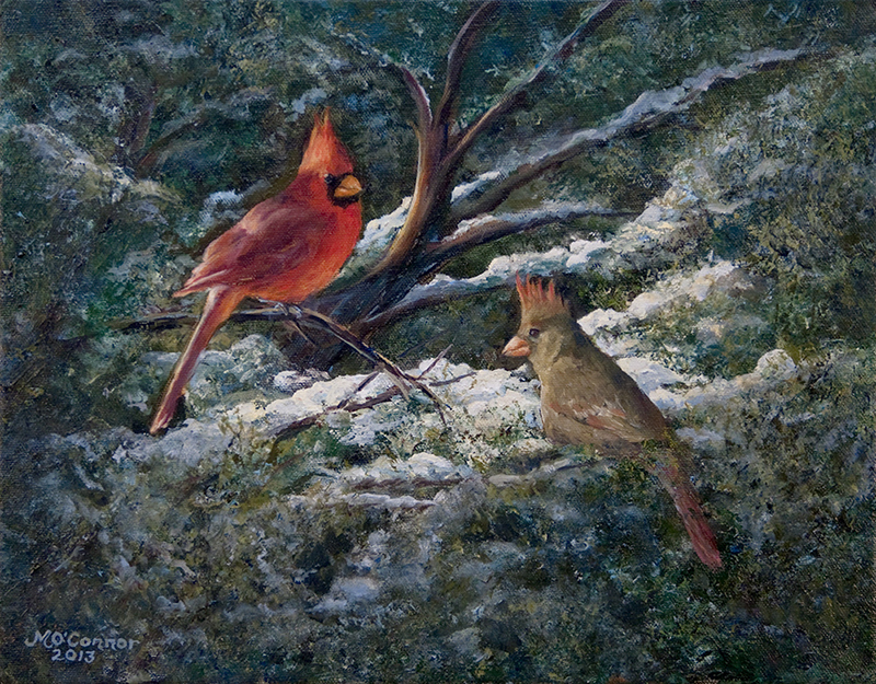 CARDINALS IN THE SNOW
